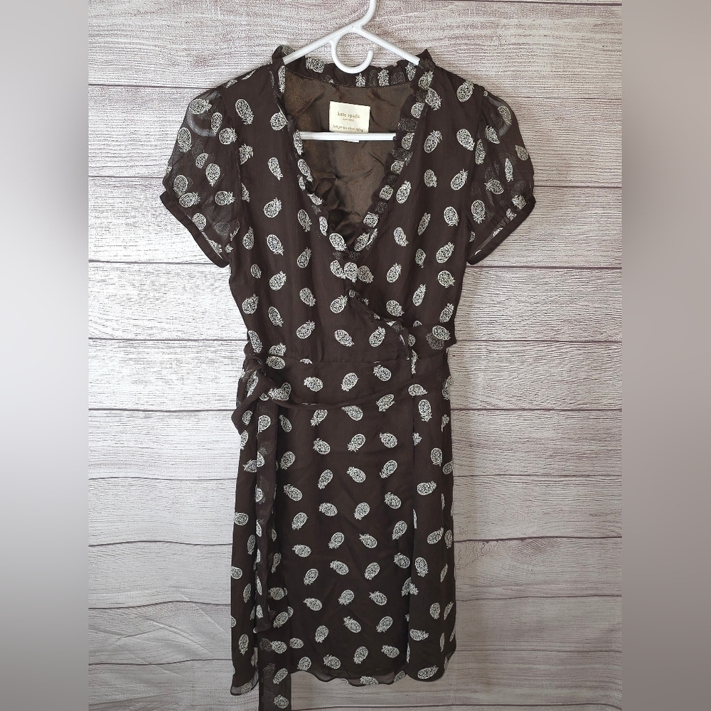Kate Spade 100% Silk Pineapple Wrap Dress Size 0